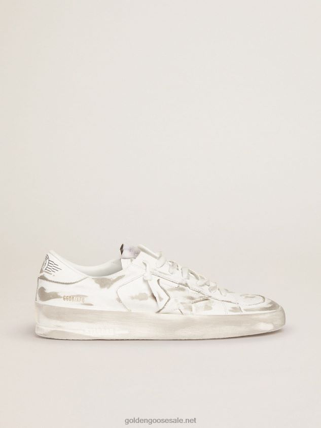 Stardan sneakers in white leather with lived-in treatment FN20N254 Women Golden Goose
