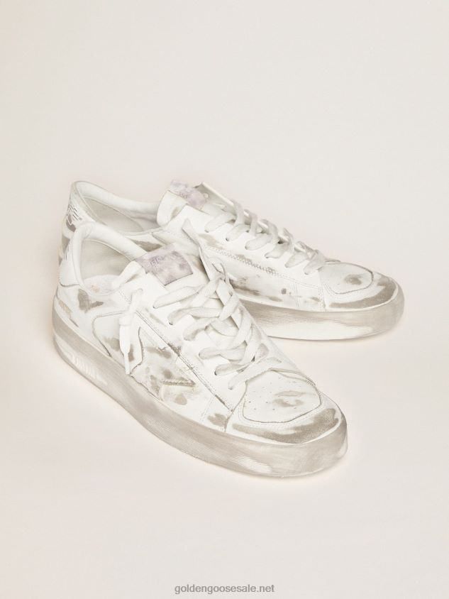 Stardan sneakers in white leather with lived-in treatment FN20N254 Women Golden Goose