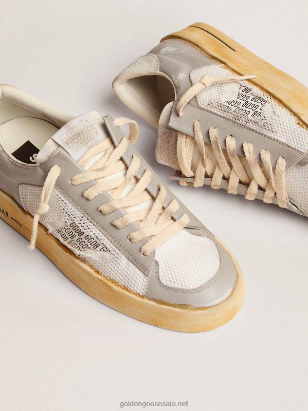 Stardan sneakers with white leather star with GGDB print and white crackle-leather heel tab FN20N128 Women Golden Goose