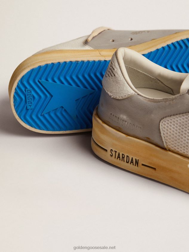 Stardan sneakers with white leather star with GGDB print and white crackle-leather heel tab FN20N128 Women Golden Goose