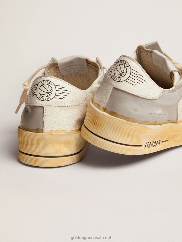Stardan sneakers with white leather star with GGDB print and white crackle-leather heel tab FN20N128 Women Golden Goose
