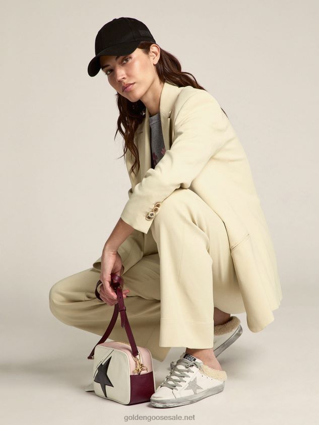 Super-Star Sabots in white leather with shearling lining FN20N96 Women Golden Goose