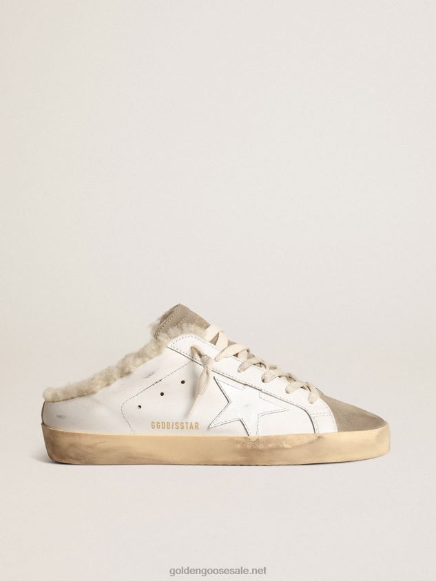 Super-Star Sabots with white leather star and shearling lining FN20N238 Women Golden Goose