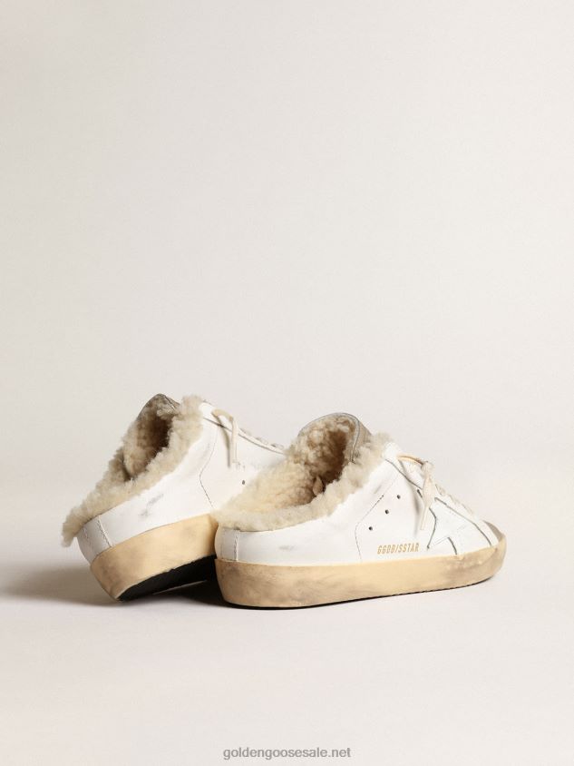 Super-Star Sabots with white leather star and shearling lining FN20N238 Women Golden Goose