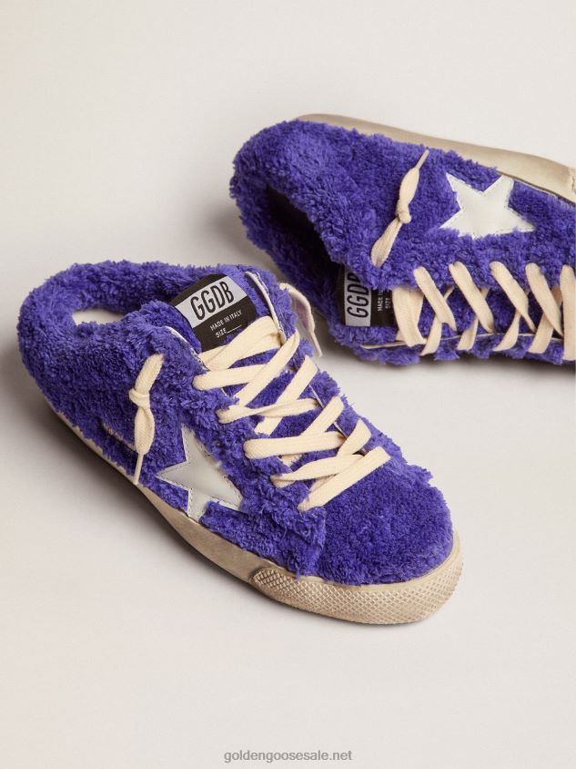 Super-Star sabots in royal blue terry with white leather star FN20N111 Women Golden Goose