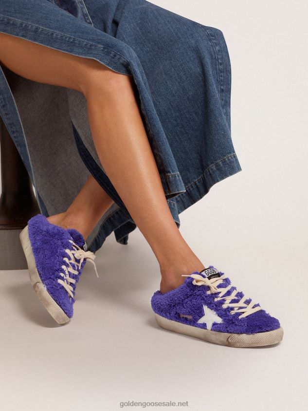 Super-Star sabots in royal blue terry with white leather star FN20N111 Women Golden Goose