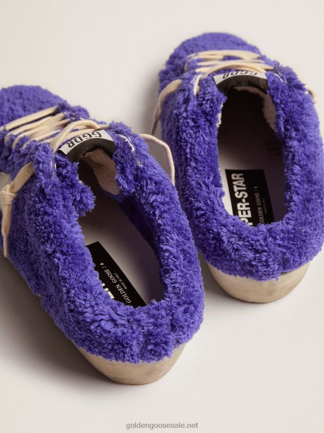 Super-Star sabots in royal blue terry with white leather star FN20N111 Women Golden Goose