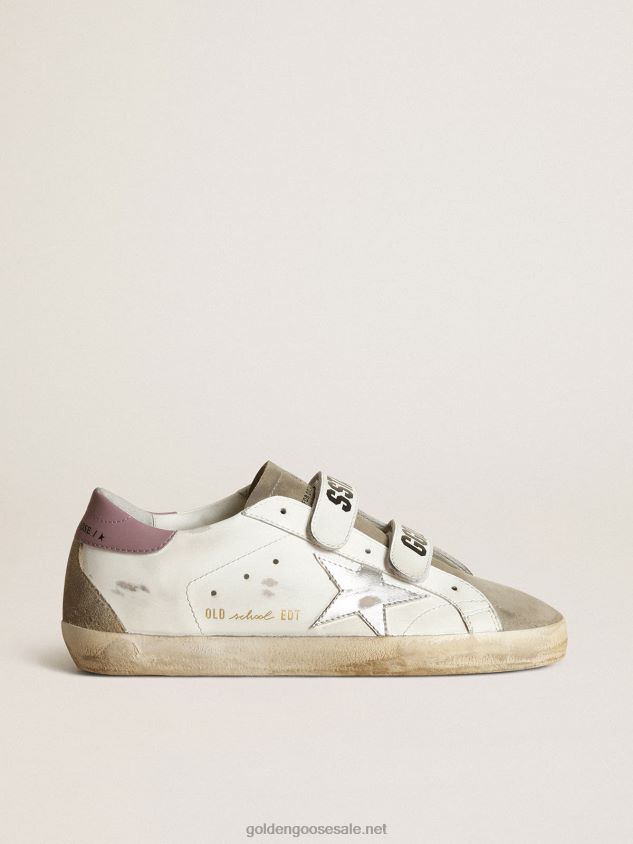 Old School sneakers with silver laminated leather star and dove-gray suede inserts FN20N266 Women Golden Goose