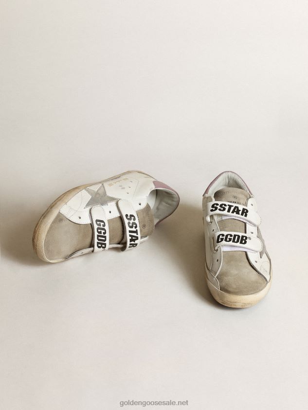 Old School sneakers with silver laminated leather star and dove-gray suede inserts FN20N266 Women Golden Goose