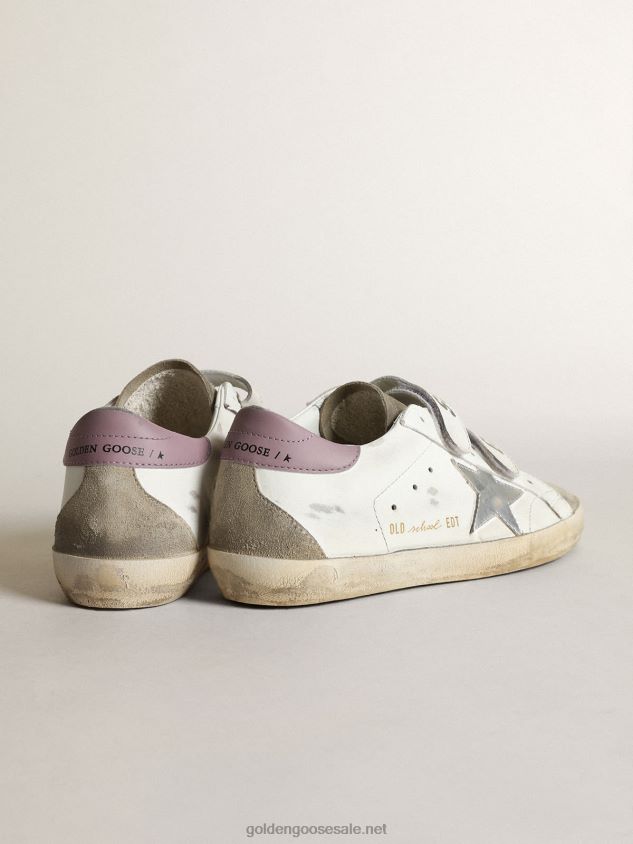 Old School sneakers with silver laminated leather star and dove-gray suede inserts FN20N266 Women Golden Goose