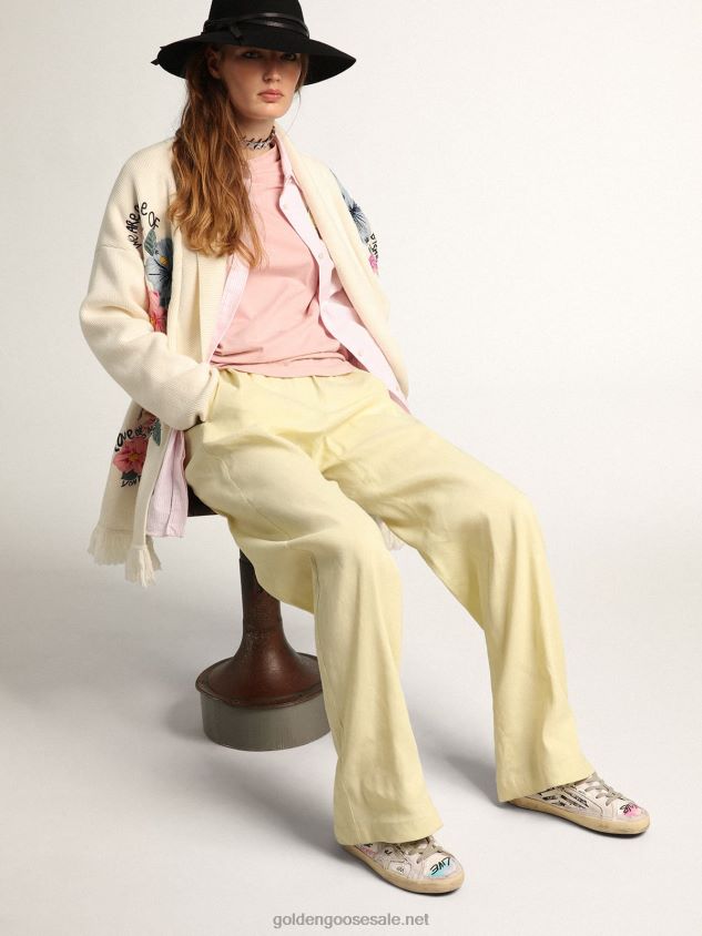 Super-Star Dream Maker sneakers in white color with reverse construction and hidden multicolor details FN20N127 Women Golden Goose