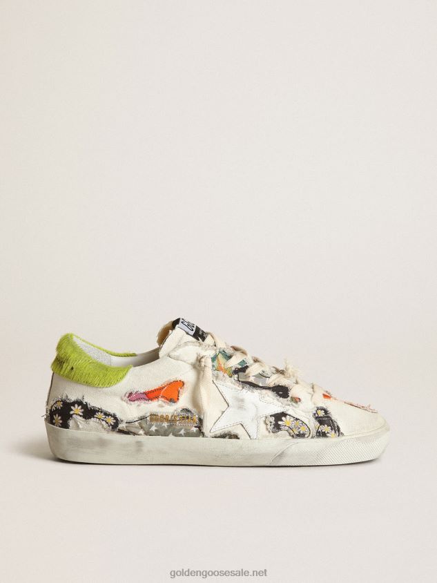 Super-Star LAB with multicolored prints and white leather star FN20N170 Women Golden Goose