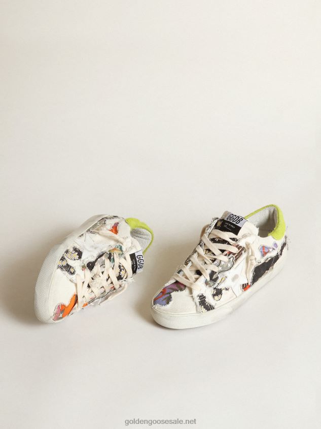 Super-Star LAB with multicolored prints and white leather star FN20N170 Women Golden Goose