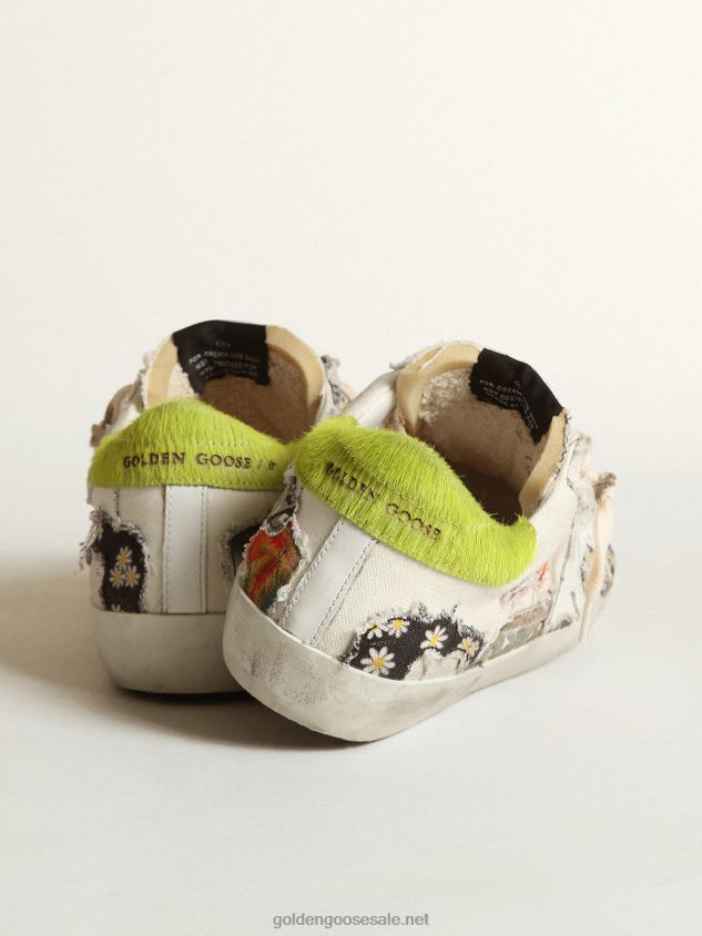 Super-Star LAB with multicolored prints and white leather star FN20N170 Women Golden Goose