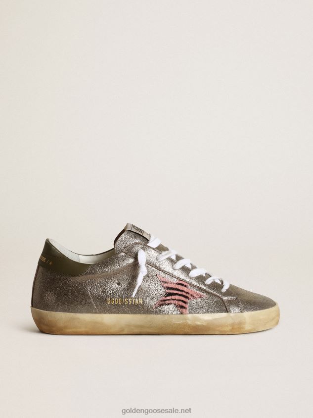 Super-Star LTD in gray laminated suede with a pony skin star FN20N244 Women Golden Goose