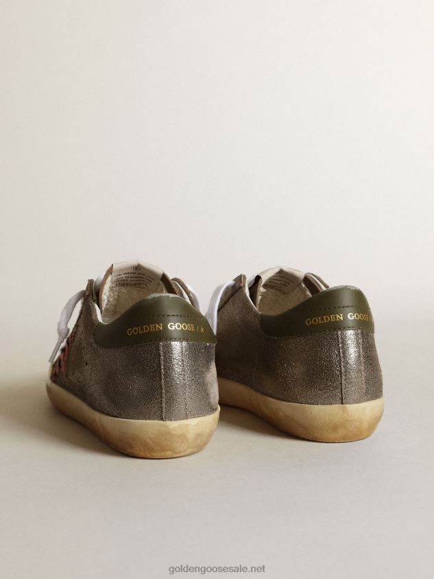 Super-Star LTD in gray laminated suede with a pony skin star FN20N244 Women Golden Goose