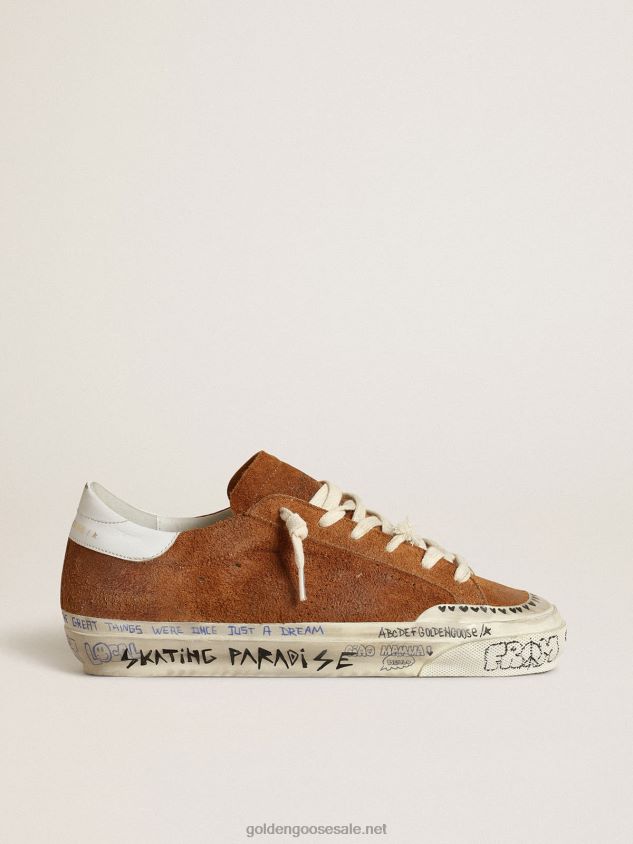 Super-Star LTD in tan suede with a perforated star FN20N147 Women Golden Goose