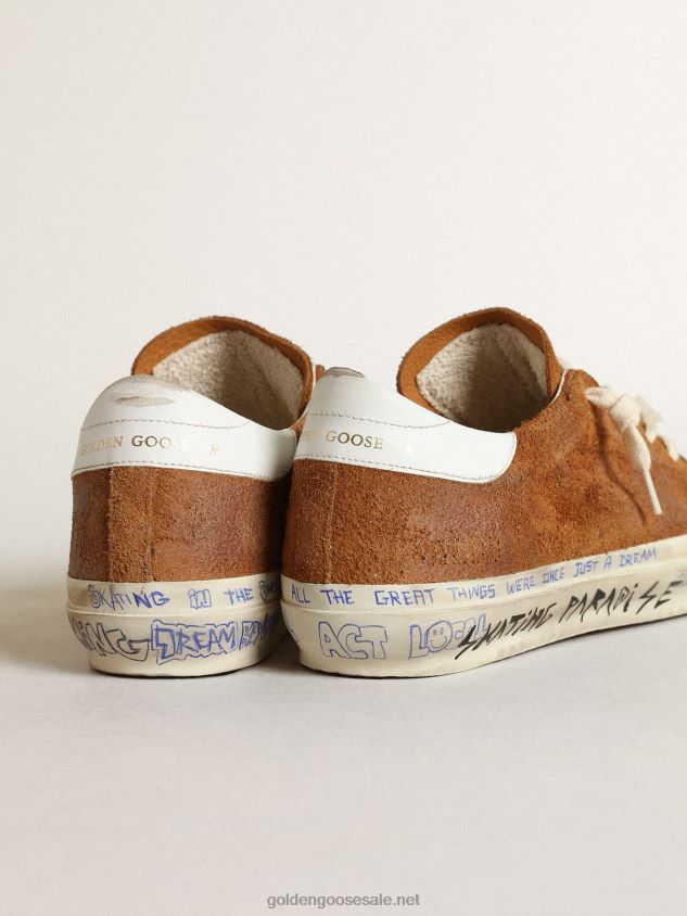 Super-Star LTD in tan suede with a perforated star FN20N147 Women Golden Goose