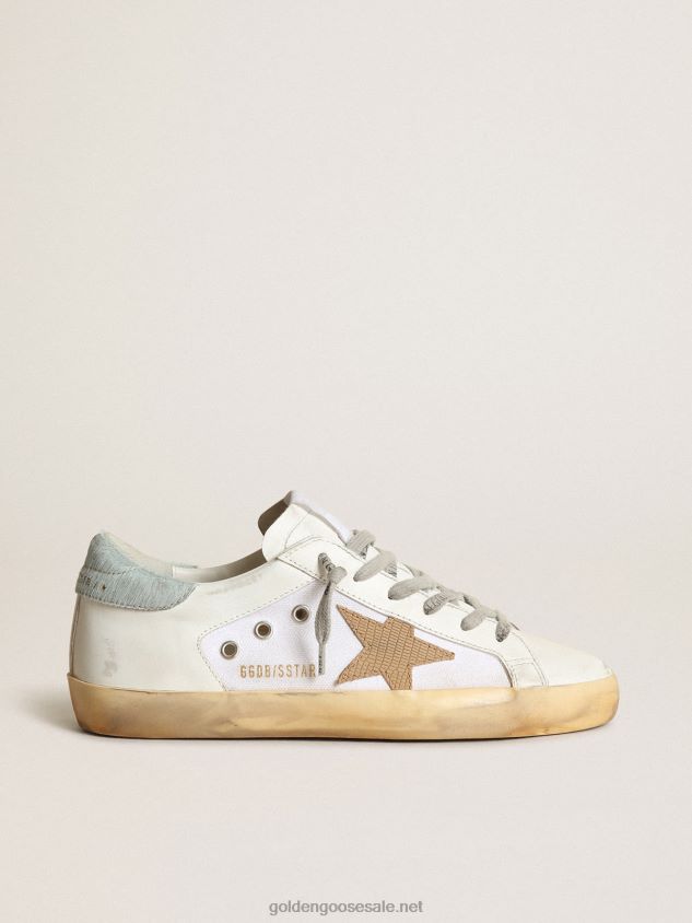 Super-Star LTD sneakers in white leather and canvas with light brown nubuck star FN20N284 Women Golden Goose
