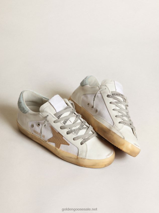 Super-Star LTD sneakers in white leather and canvas with light brown nubuck star FN20N284 Women Golden Goose