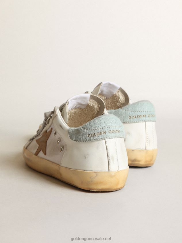 Super-Star LTD sneakers in white leather and canvas with light brown nubuck star FN20N284 Women Golden Goose