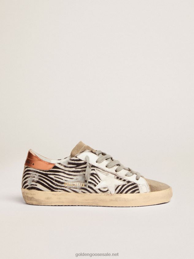Super-Star LTD sneakers in zebra-print pony skin with white leather star FN20N123 Women Golden Goose