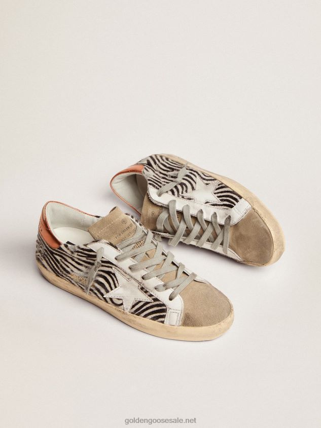 Super-Star LTD sneakers in zebra-print pony skin with white leather star FN20N123 Women Golden Goose