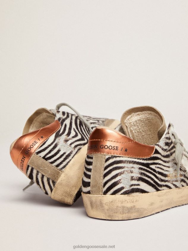 Super-Star LTD sneakers in zebra-print pony skin with white leather star FN20N123 Women Golden Goose