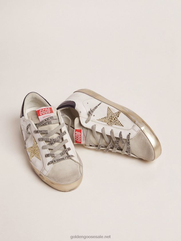 Super-Star LTD sneakers with blue heel tab and Swarovski crystal star FN20N100 Women Golden Goose