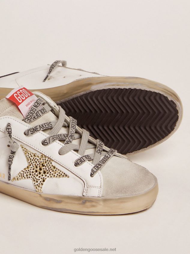 Super-Star LTD sneakers with blue heel tab and Swarovski crystal star FN20N100 Women Golden Goose
