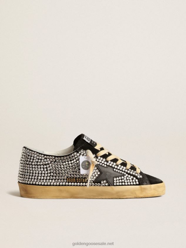 Super-Star LTD with Swarovski crystals and black leather star FN20N235 Women Golden Goose