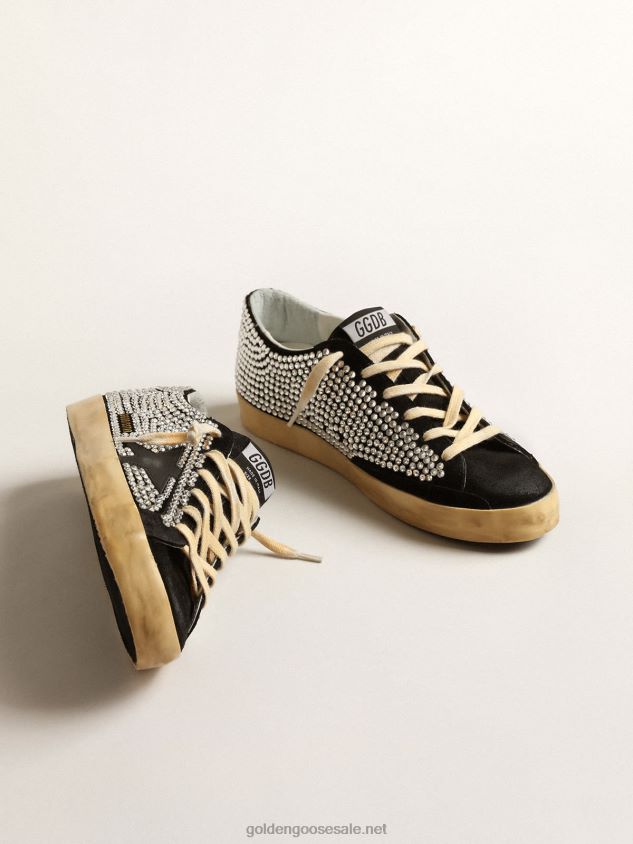 Super-Star LTD with Swarovski crystals and black leather star FN20N235 Women Golden Goose