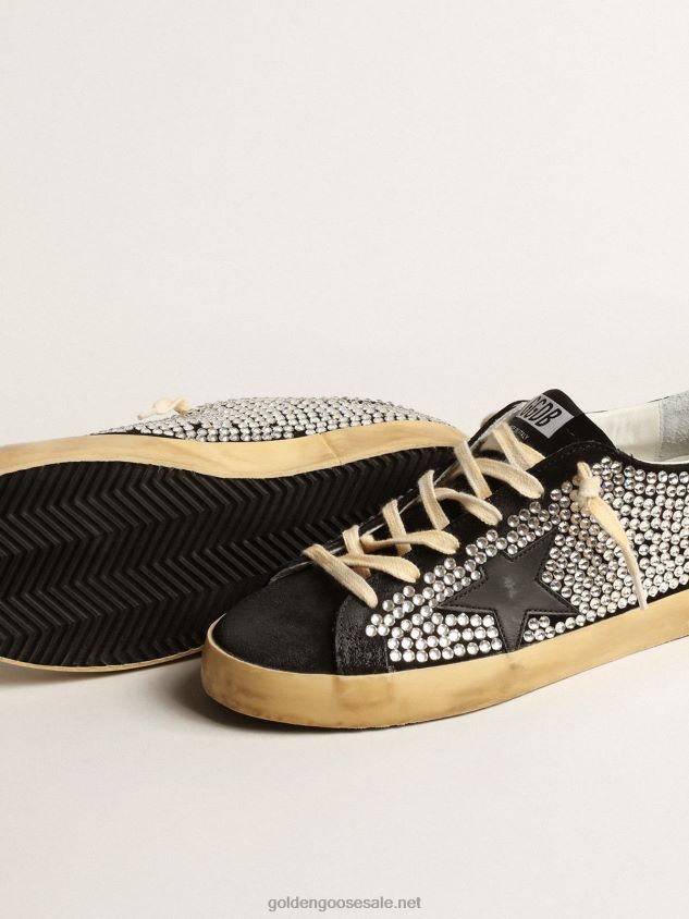 Super-Star LTD with Swarovski crystals and black leather star FN20N235 Women Golden Goose