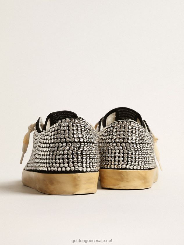 Super-Star LTD with Swarovski crystals and black leather star FN20N235 Women Golden Goose