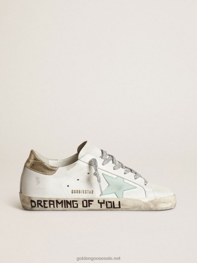 Super-Star LTD with an aquamarine star and platinum heel tab FN20N263 Women Golden Goose