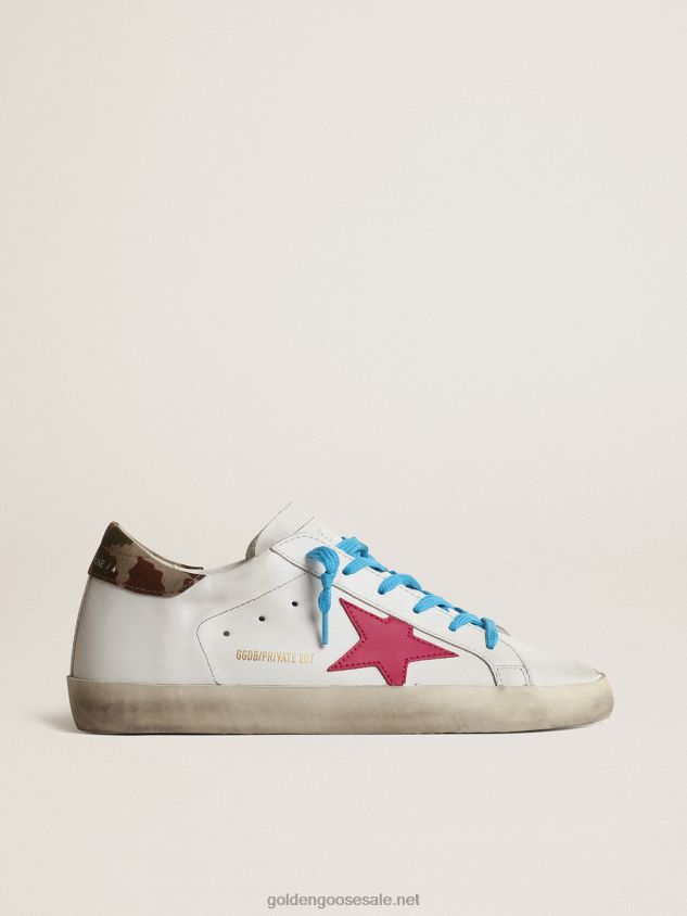 Super-Star LTD with fuchsia suede star and camouflage heel tab FN20N239 Women Golden Goose