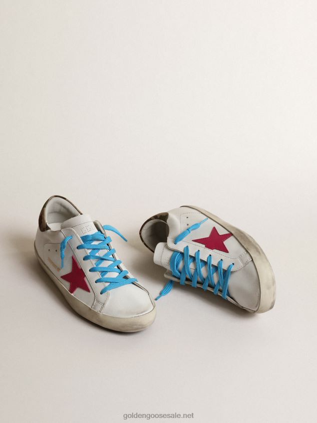 Super-Star LTD with fuchsia suede star and camouflage heel tab FN20N239 Women Golden Goose