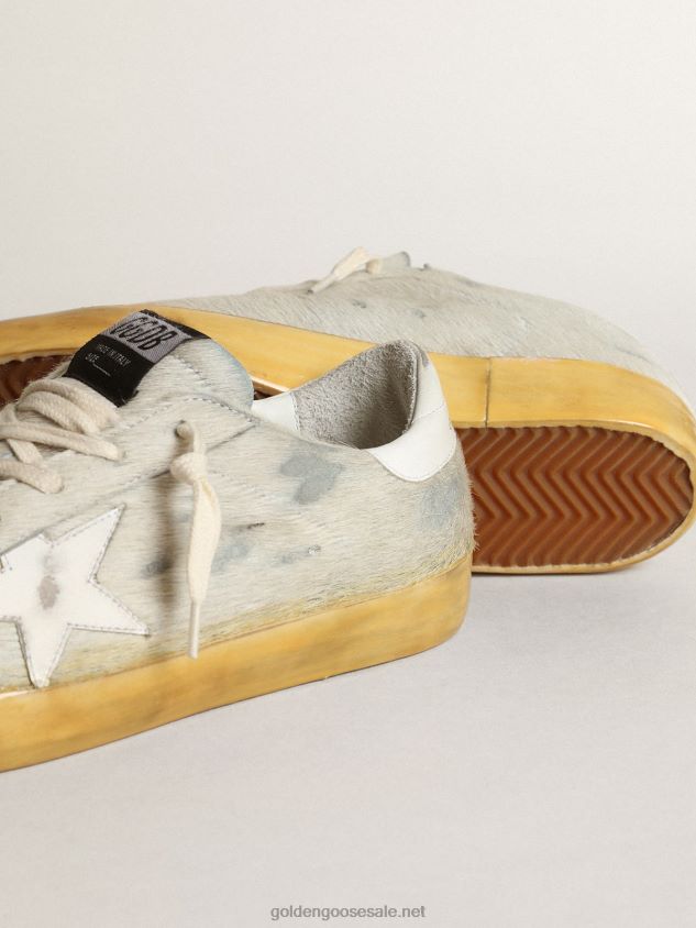 Super-Star Penstar sneakers in off-white pony skin with white leather star and heel tab FN20N166 Women Golden Goose