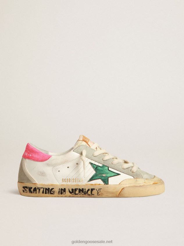 Super-Star Penstar with green star and fluorescent lobster heel tab FN20N188 Women Golden Goose