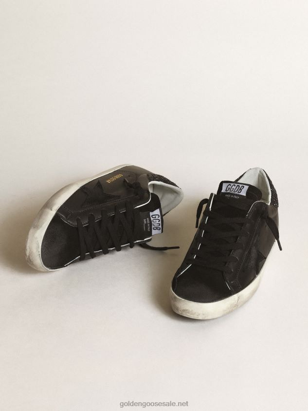 Super-Star in black nappa with black star and glitter heel tab FN20N285 Women Golden Goose