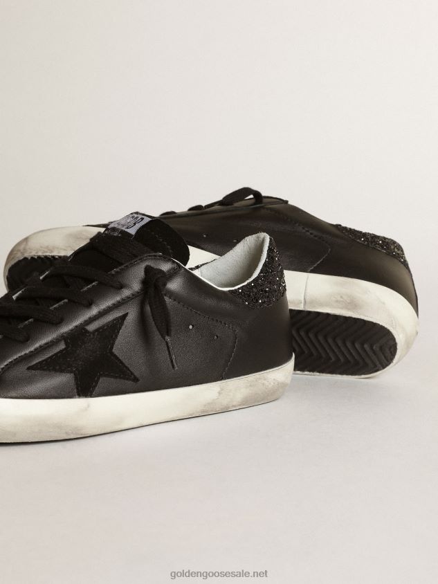 Super-Star in black nappa with black star and glitter heel tab FN20N285 Women Golden Goose