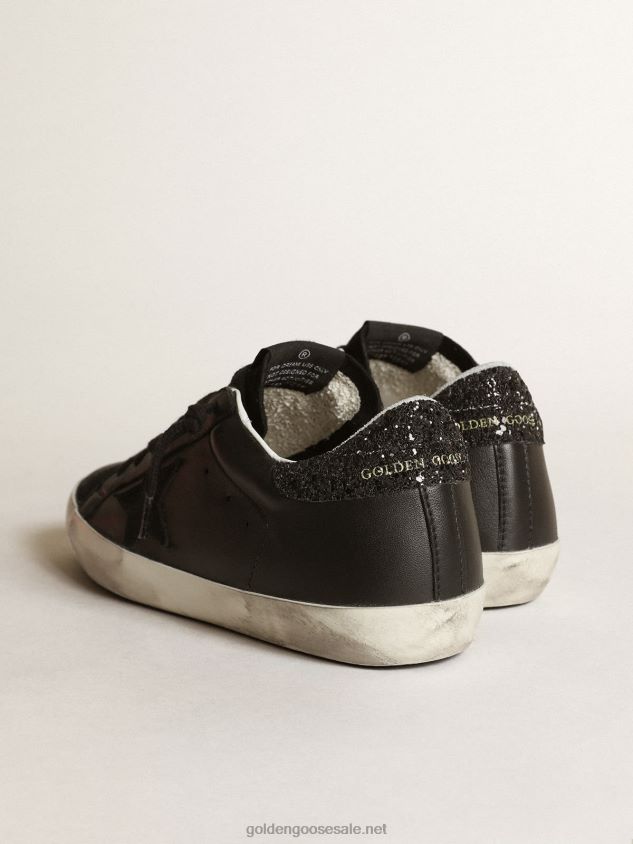 Super-Star in black nappa with black star and glitter heel tab FN20N285 Women Golden Goose
