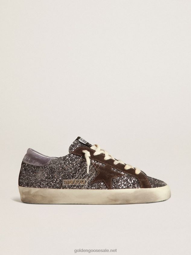 Super-Star in glitter with a brown star and lilac heel tab FN20N240 Women Golden Goose