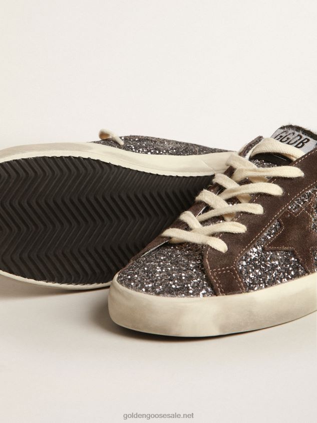 Super-Star in glitter with a brown star and lilac heel tab FN20N240 Women Golden Goose