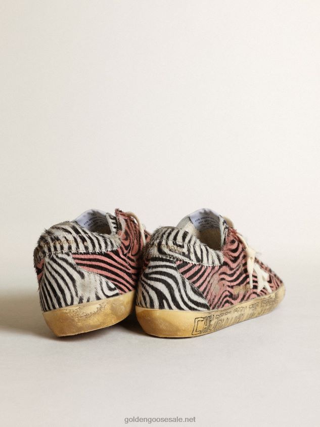 Super-Star in pink & white zebra-print pony skin with white star FN20N198 Women Golden Goose