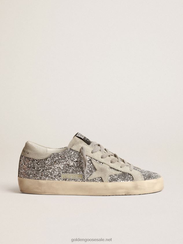 Super-Star in silver glitter with ice-gray suede star FN20N217 Women Golden Goose
