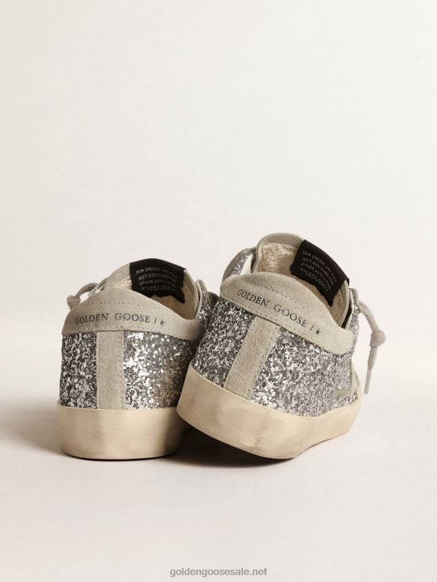 Super-Star in silver glitter with ice-gray suede star FN20N217 Women Golden Goose