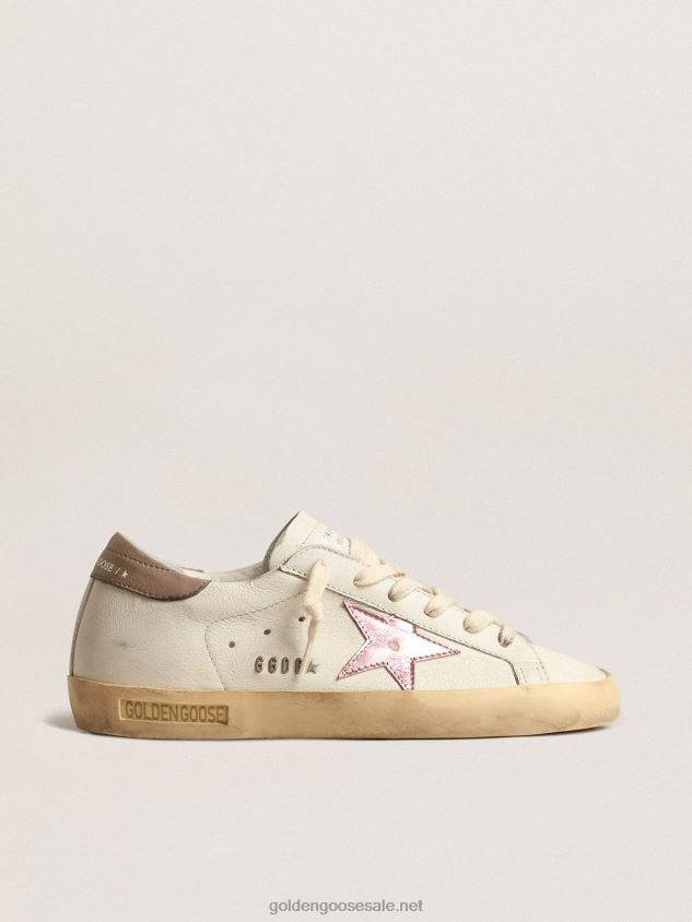 Super-Star in white nappa with pink metallic leather star FN20N229 Women Golden Goose