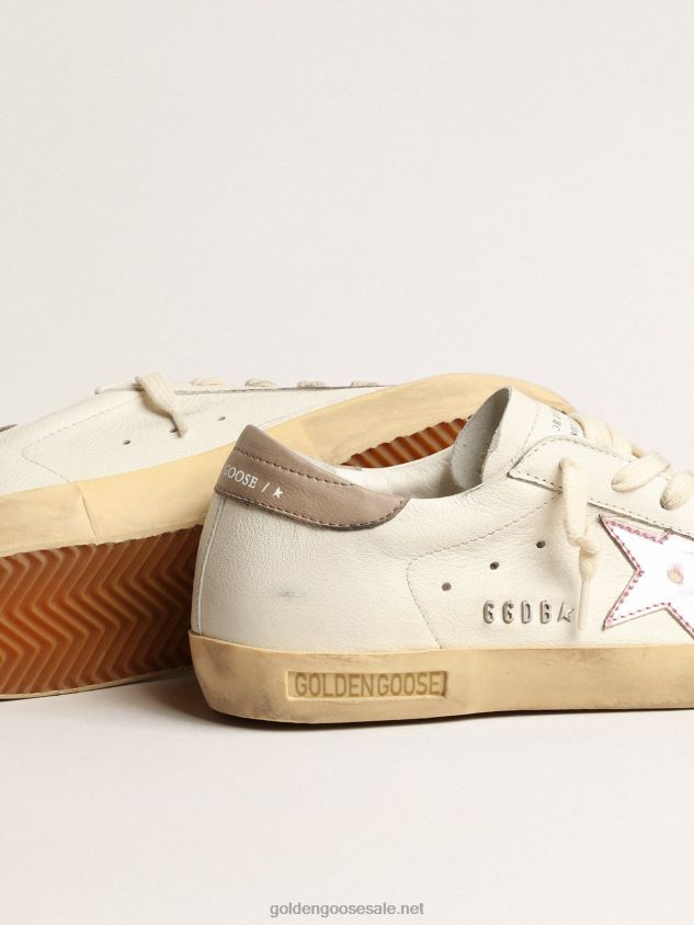Super-Star in white nappa with pink metallic leather star FN20N229 Women Golden Goose