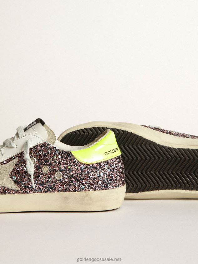 Super-Star sneakers in gray and pink glitter with ice-gray suede star FN20N265 Women Golden Goose